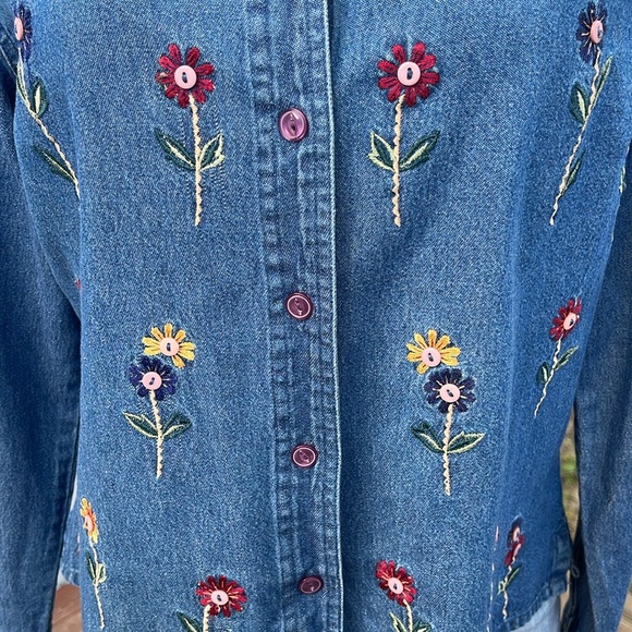 Vintage Paul Harris Design Embroidered Button Denim Shirt Size Large- Runs Small - Picture 6 of 7